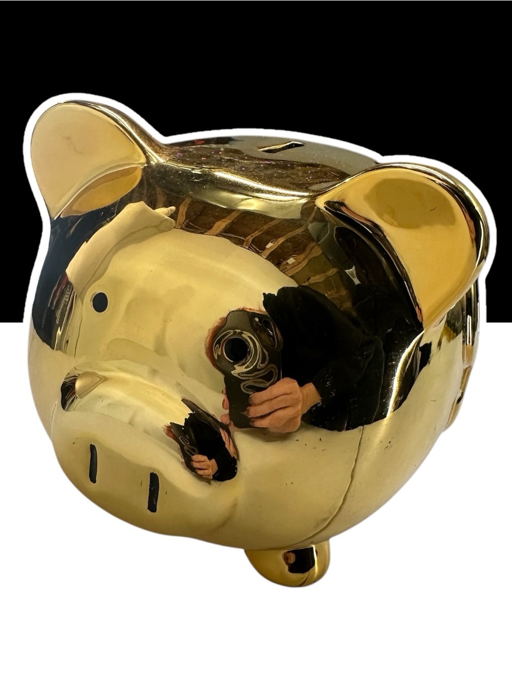 ROOM ESSENTIALS / Gold Dollar Sign Mirrored Piggy Bank / Home Decor Cute Modern